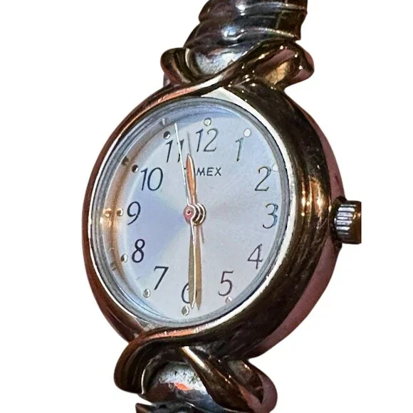 Timex watch women's elastic band Gold Silver Tones Circle Face classic casual - Picture 7 of 12